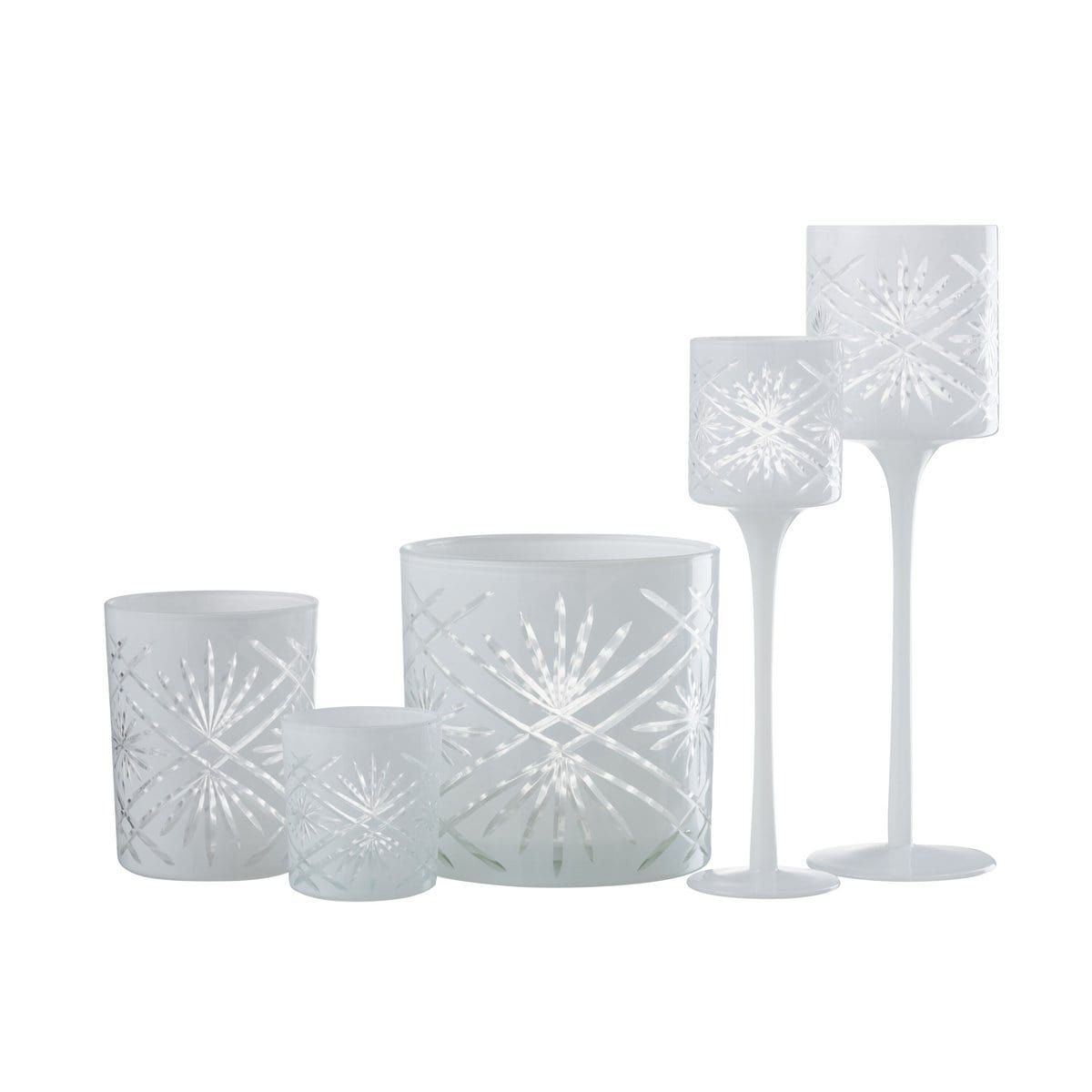 J-Line J-Line theelichthouder op voet Santorini - glas - wit - large