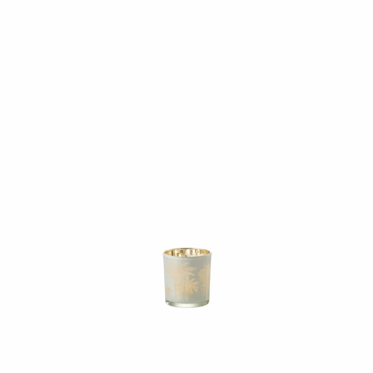 J-Line J-Line theelichthouder Palmbomen - glas - blauw/goud - small - 3 stuks
