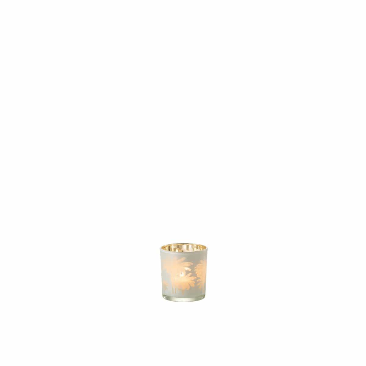 J-Line J-Line theelichthouder Palmbomen - glas - blauw/goud - small - 3 stuks