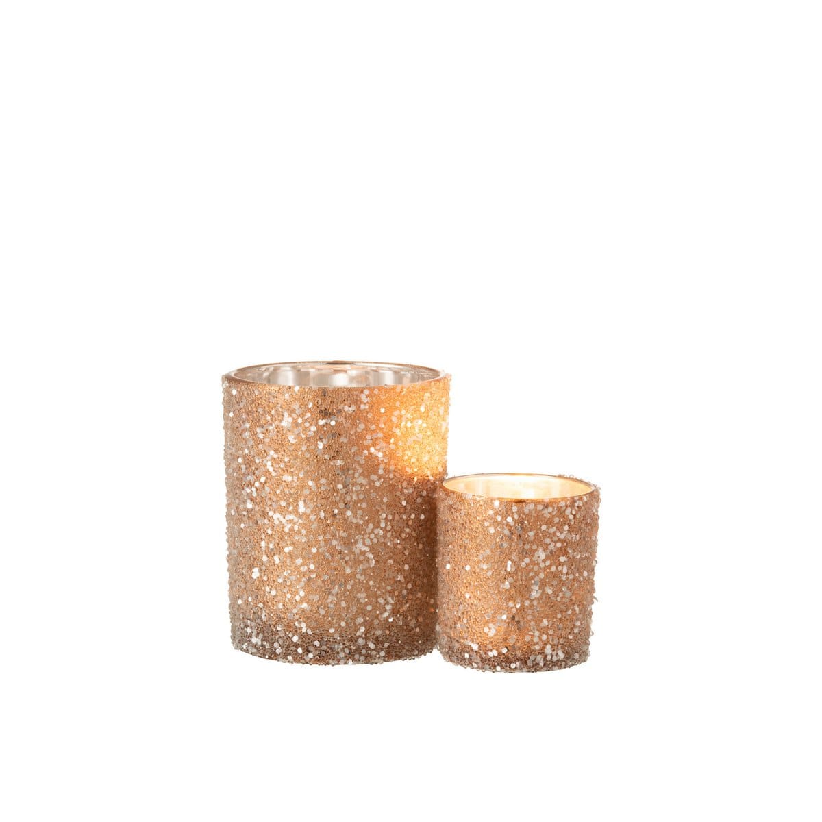 J-Line J-Line theelichthouder Parels - glas - donkerzalm - large - 2 stuks