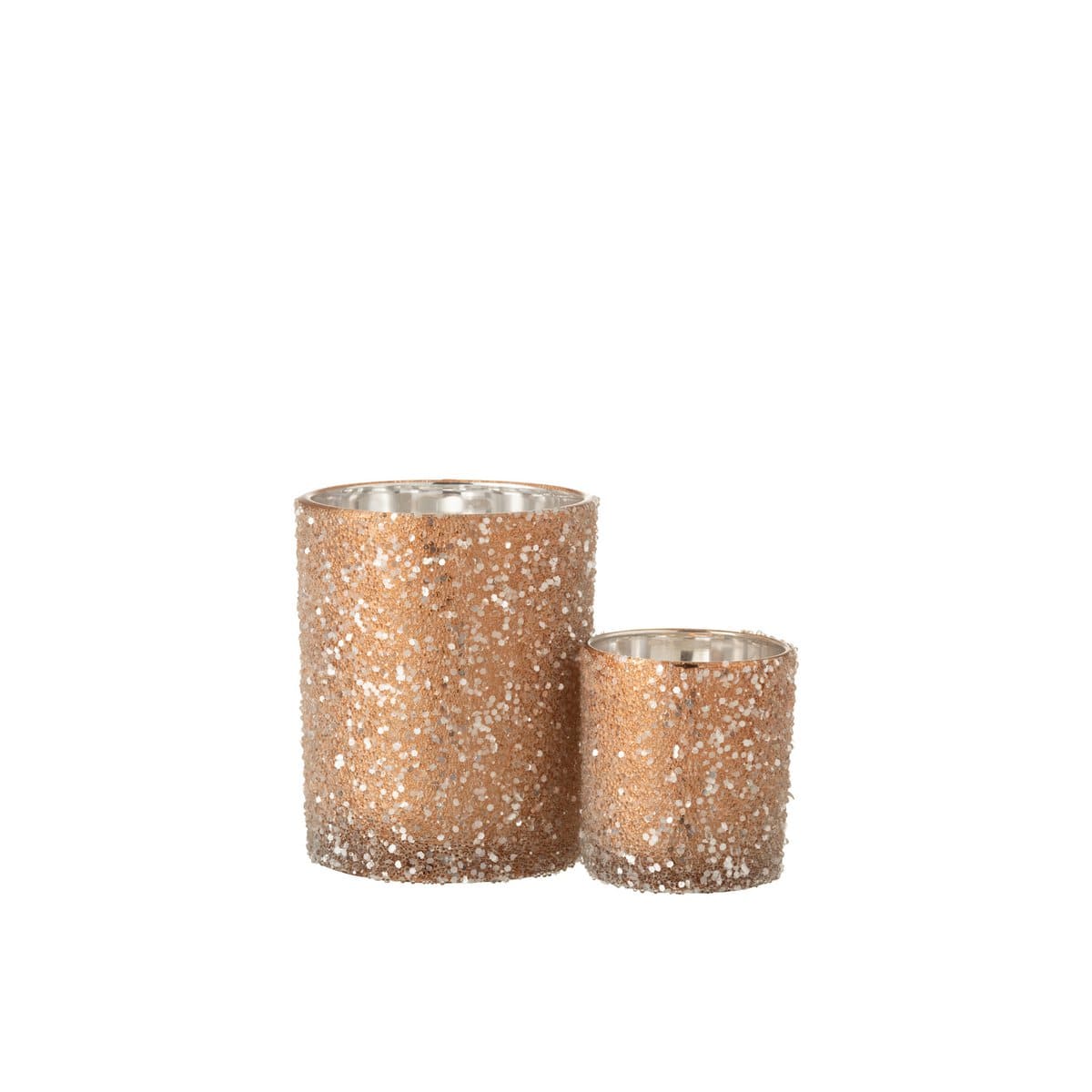 J-Line J-Line theelichthouder Parels - glas - donkerzalm - large - 2 stuks