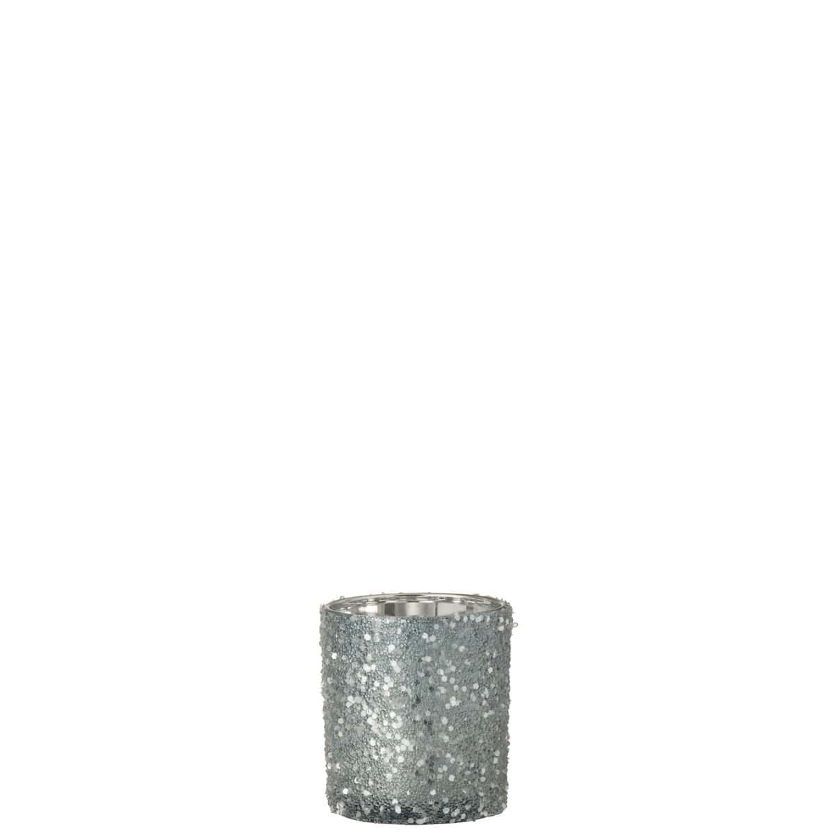 J-Line J-Line theelichthouder Parels - glas - lichtblauw - small - 3 stuks