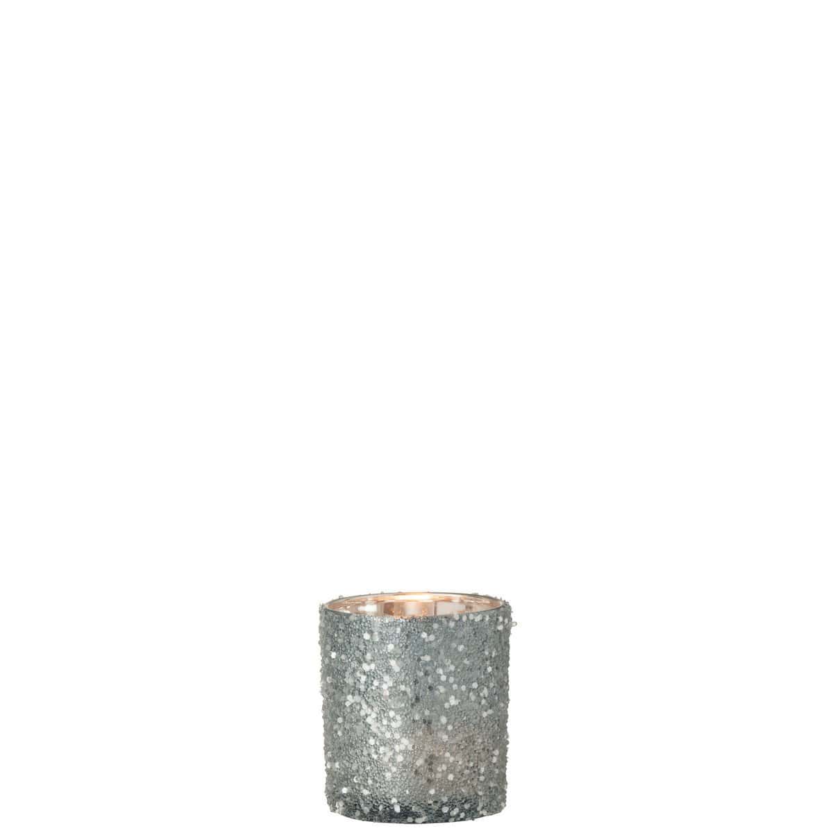 J-Line J-Line theelichthouder Parels - glas - lichtblauw - small - 3 stuks