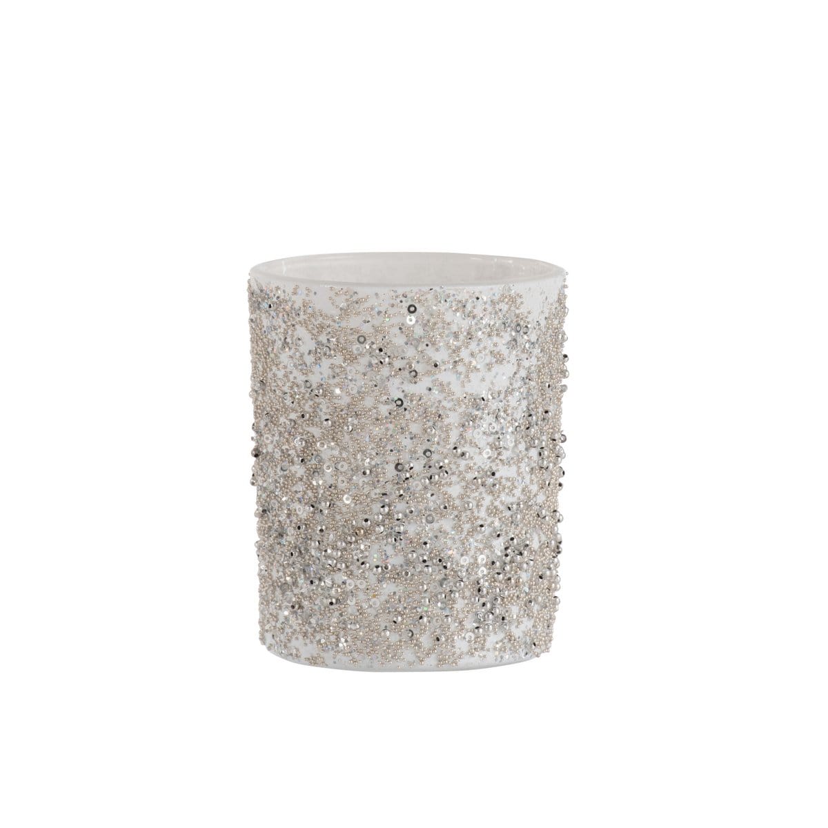 J-Line J-Line theelichthouder Parels - glas - zilver - large - 2 stuks