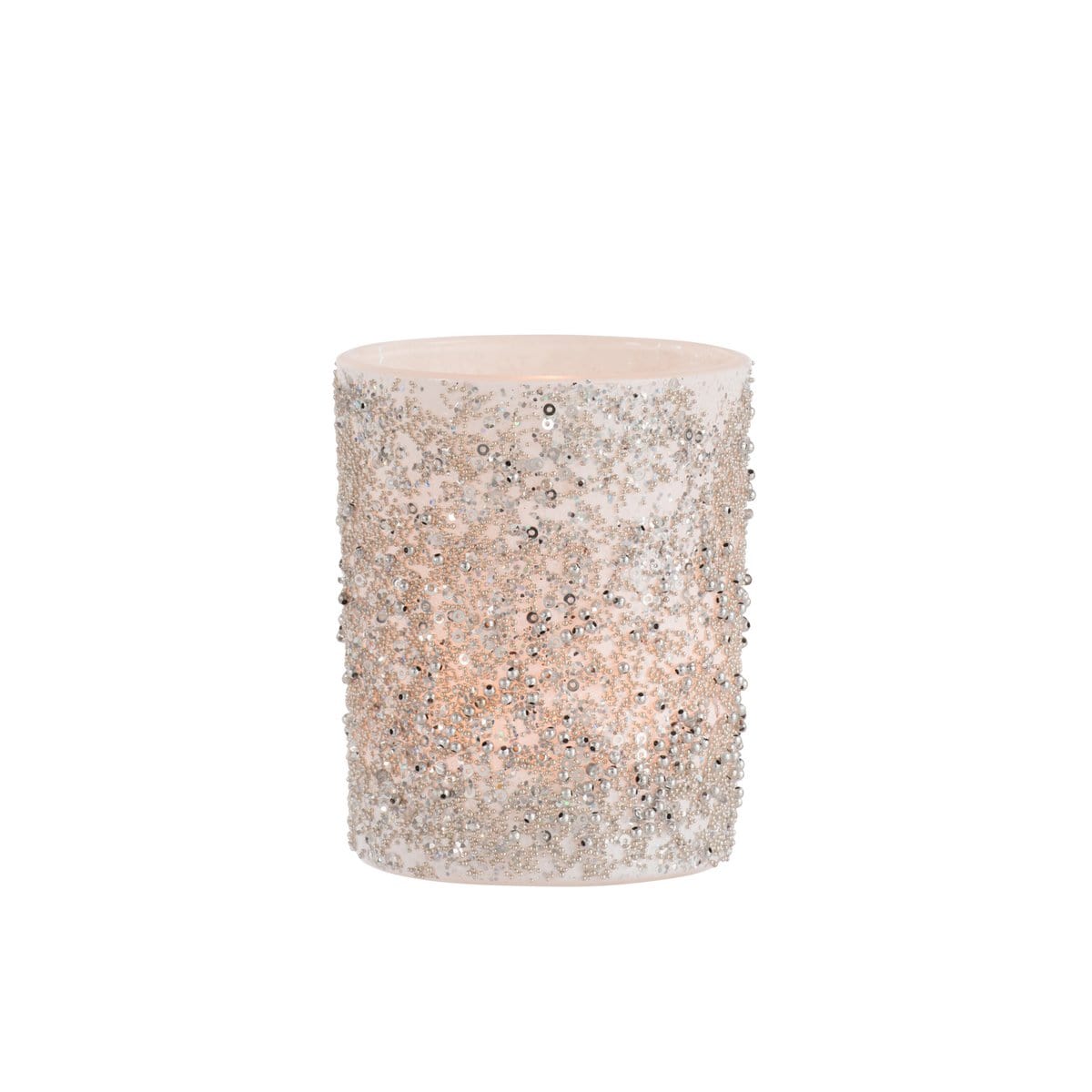 J-Line J-Line theelichthouder Parels - glas - zilver - large - 2 stuks