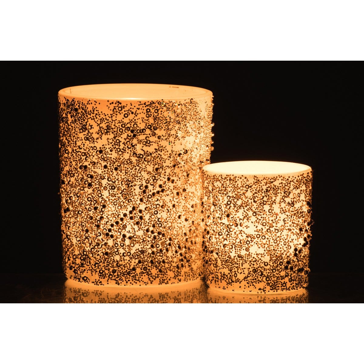 J-Line J-Line theelichthouder Parels - glas - zilver - large - 2 stuks