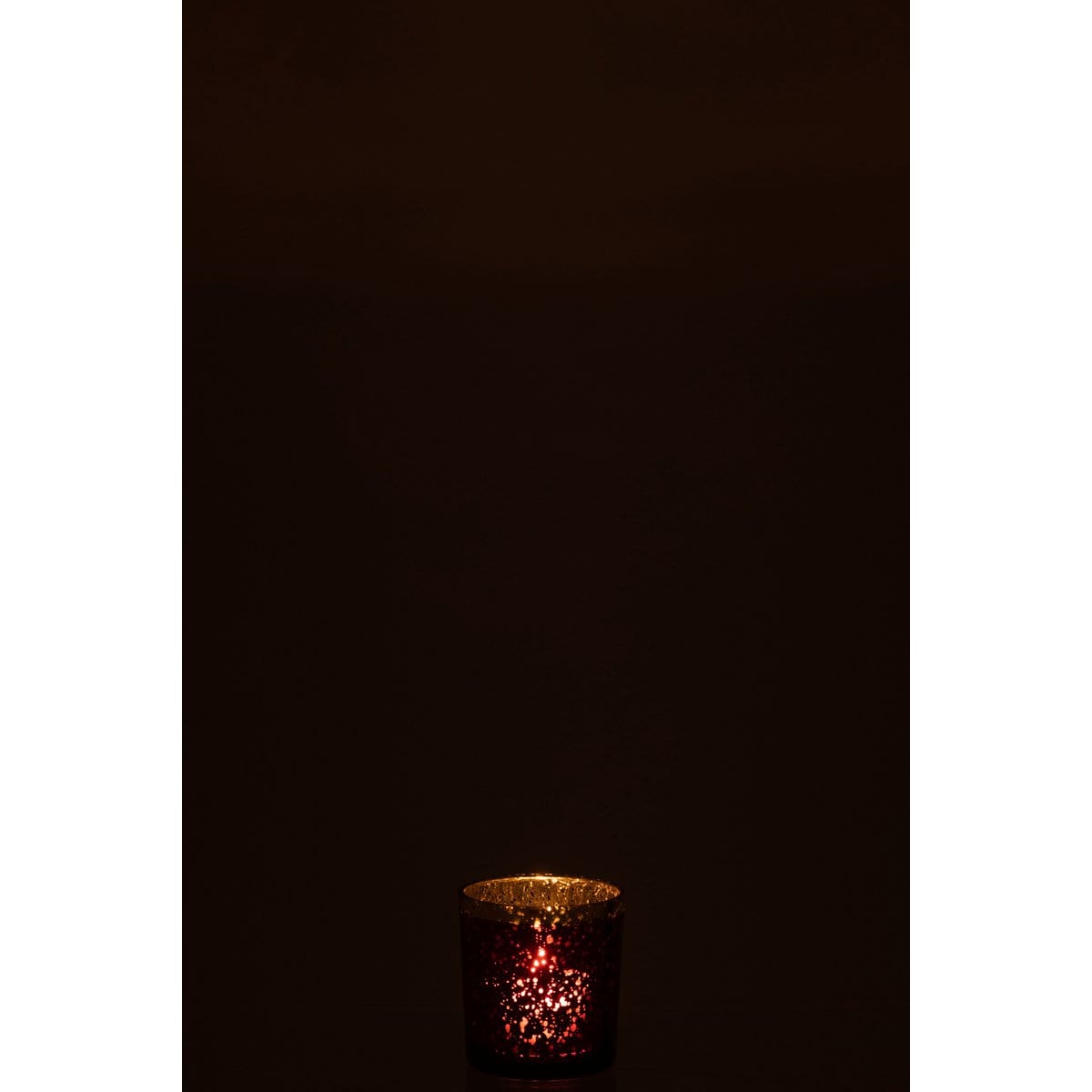 J-Line J-Line theelichthouder Rand - glas - goud/rood - small - 6 stuks