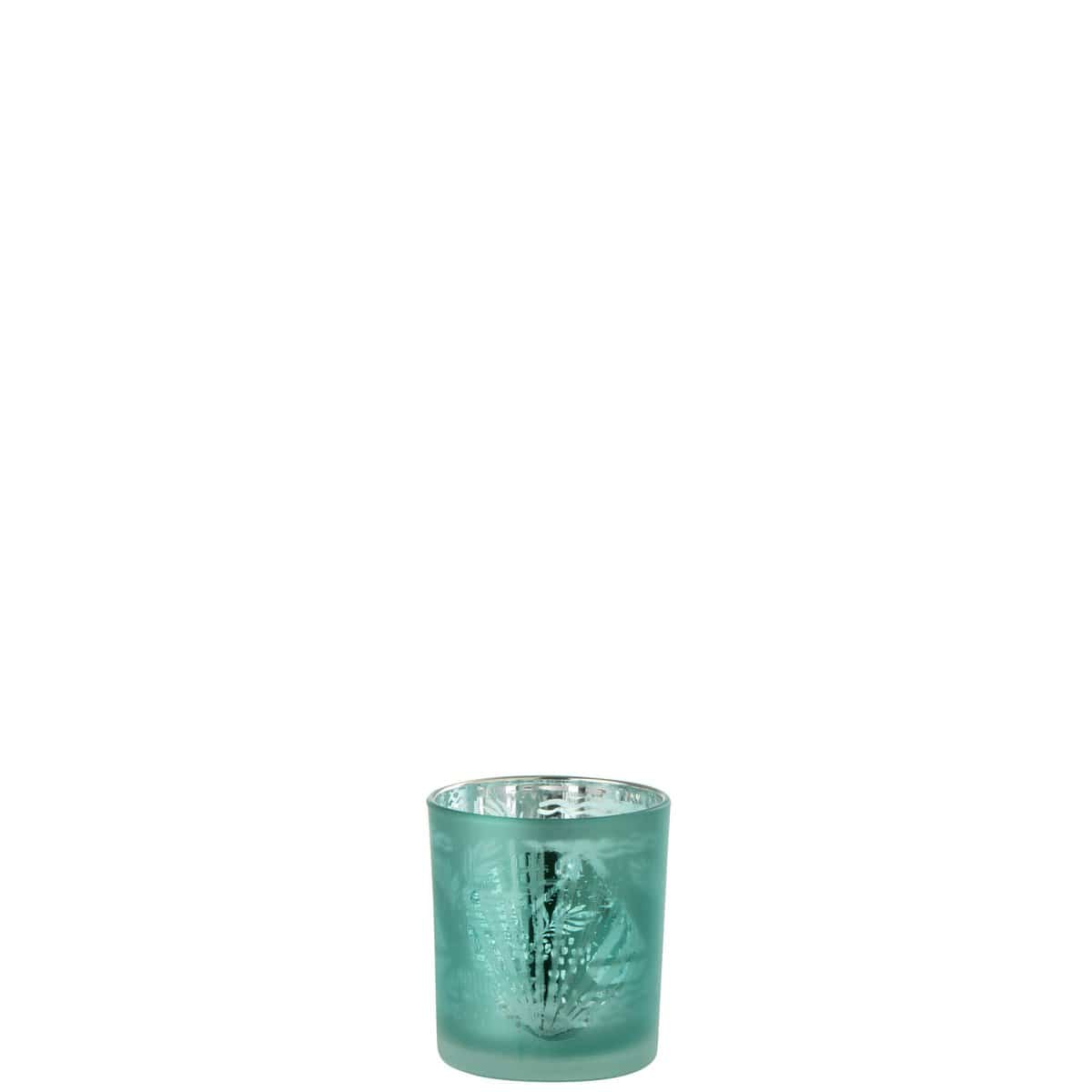 J-Line J-Line theelichthouder Schelpen - glas - blauw/zilver - 3 stuks