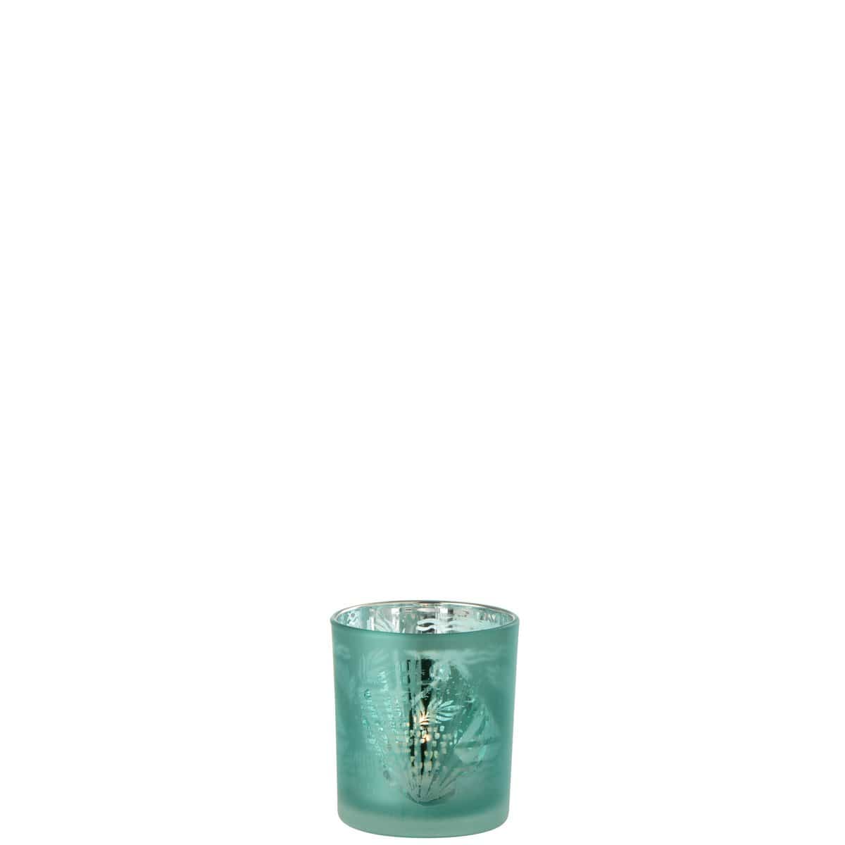 J-Line J-Line theelichthouder Schelpen - glas - blauw/zilver - 3 stuks
