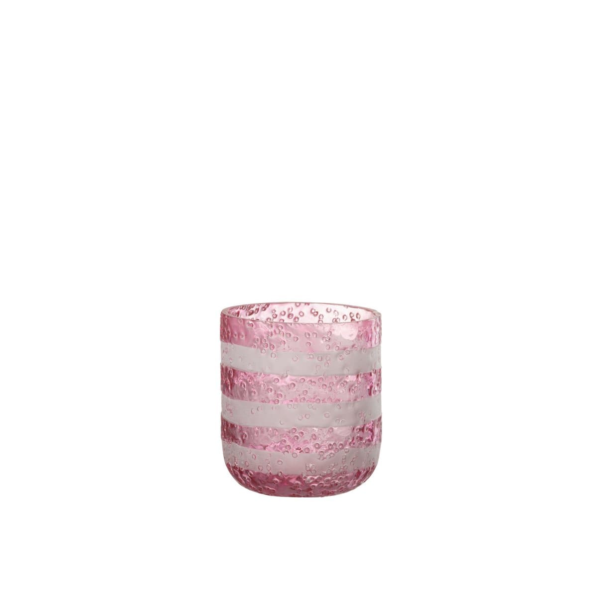 J-Line J-Line theelichthouder Strepen - glas - rood/wit - small - 2 stuks