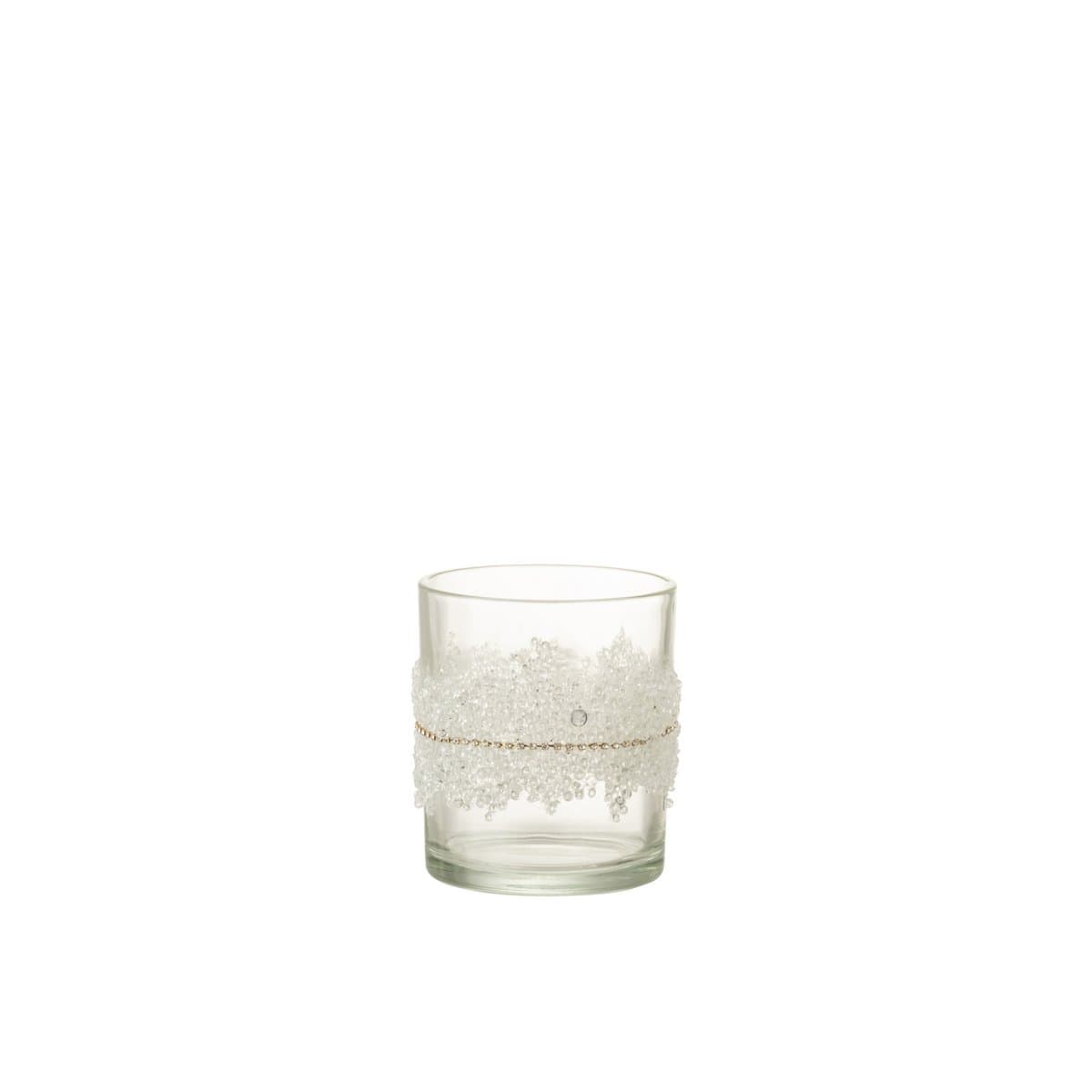 J-Line J-Line theelichthouder Suiker - glas - transparant - medium - 2 stuks
