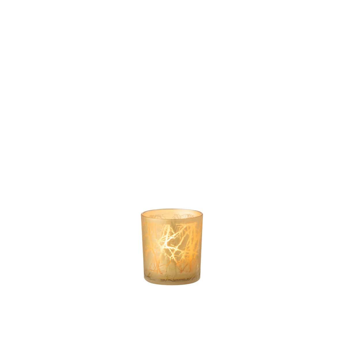 J-Line J-Line theelichthouder Takken - glas - goud - small - 3 stuks