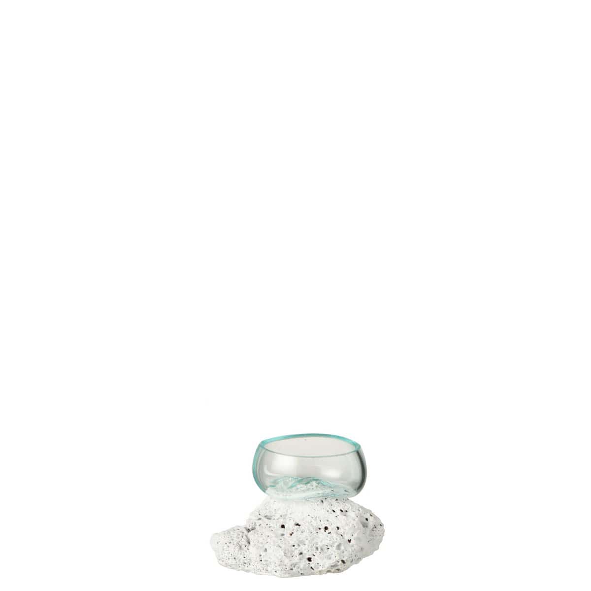 J-Line J-Line vaas Op Voet Lava -steen/glas - wit/transparant - extra small