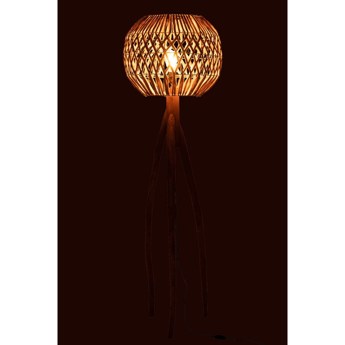 J-Line J-Line vloerlamp Rond - bananenbladeren/hout - naturel