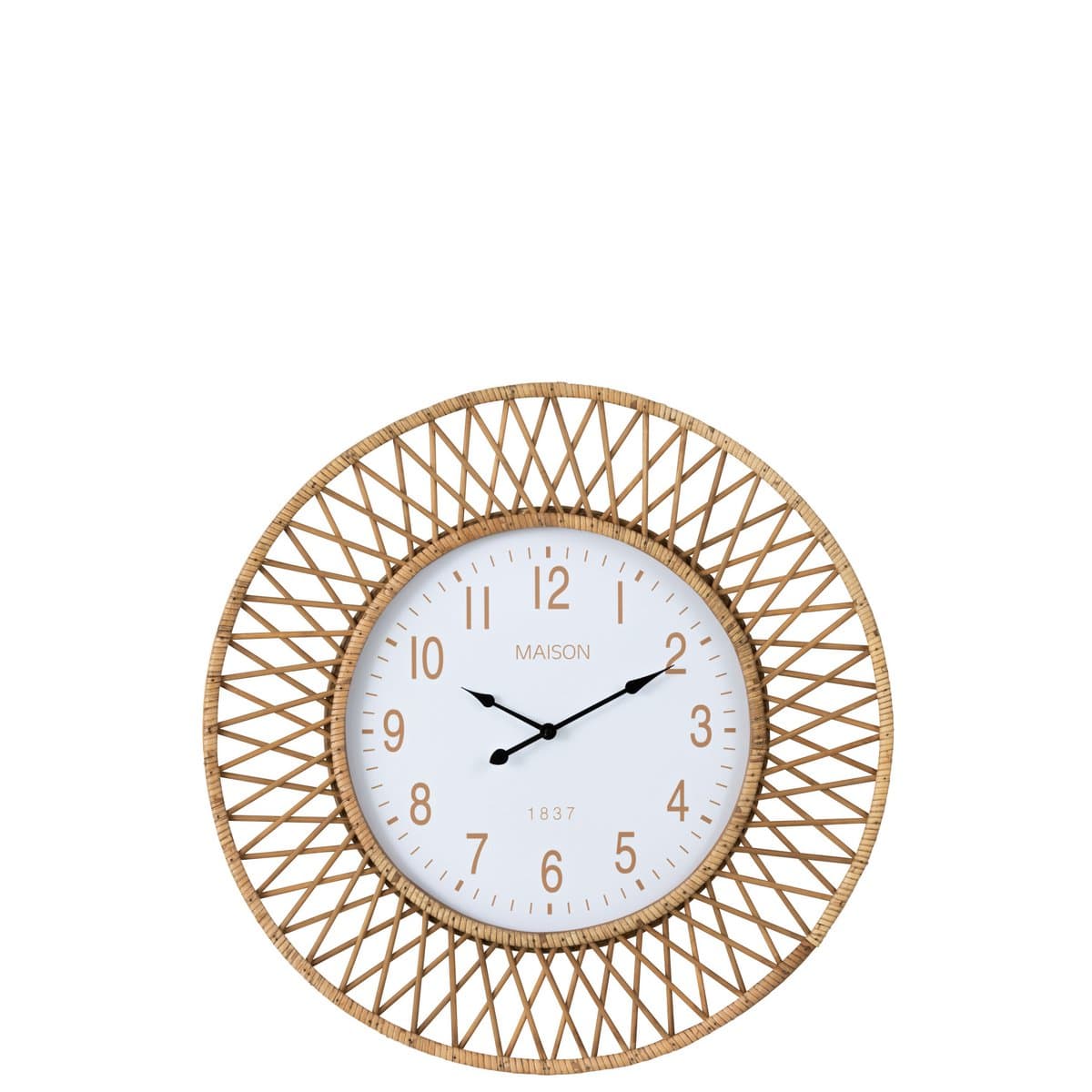 J-Line J-Line wandklok Wonder - rotan/multiplex - naturel/wit - large