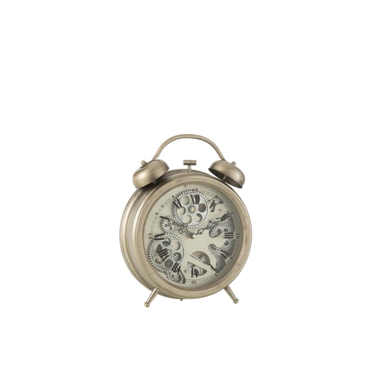 J-Line J-Line Wekker klok - metaal - zilver Ø 33 cm