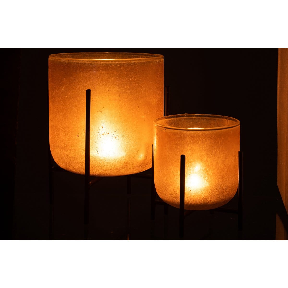 J-Line J-Line windlicht Astor - kaarshouder - glas/metaal - amber - large