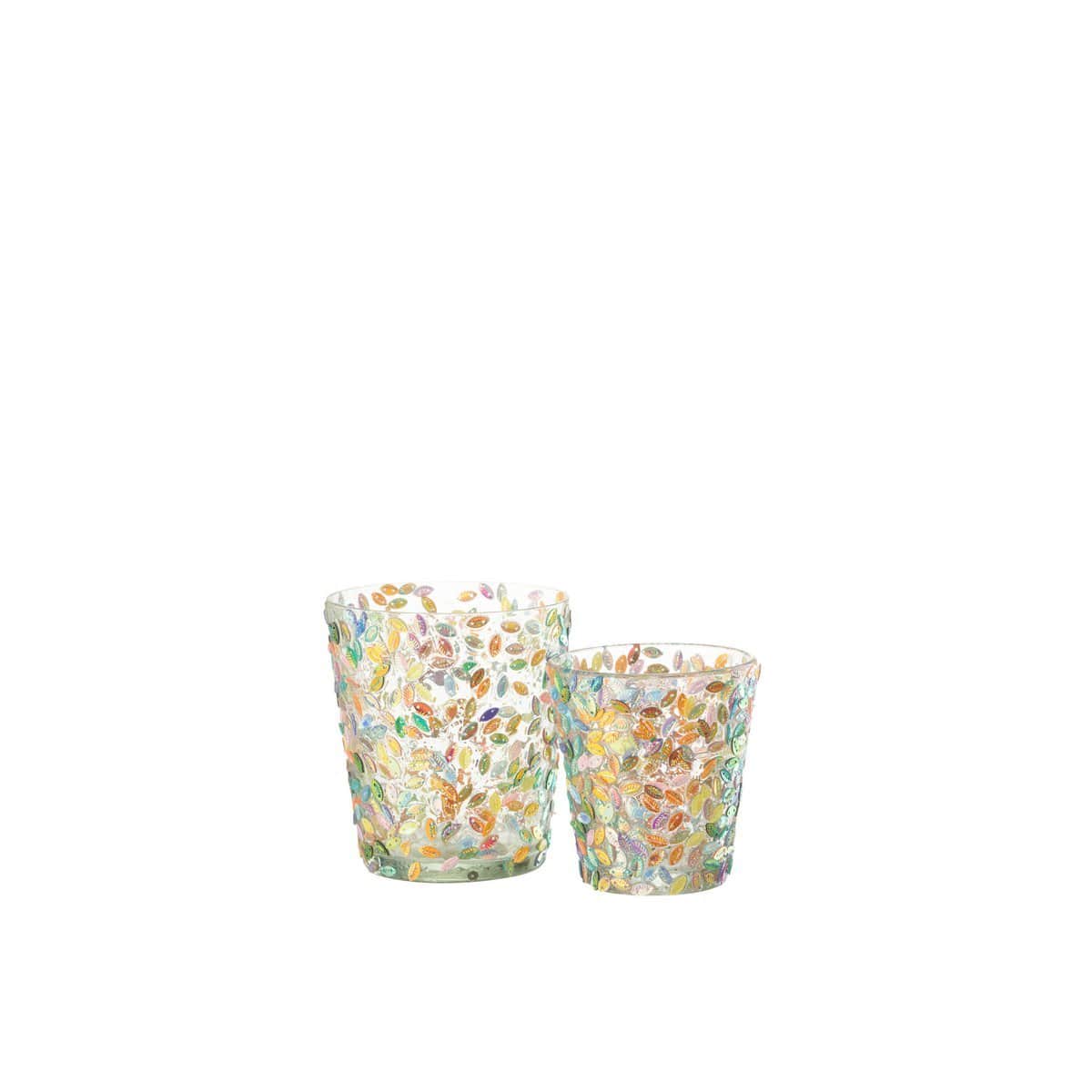 J-Line J-Line windlicht Blad Mozaiek - glas - pastel - large