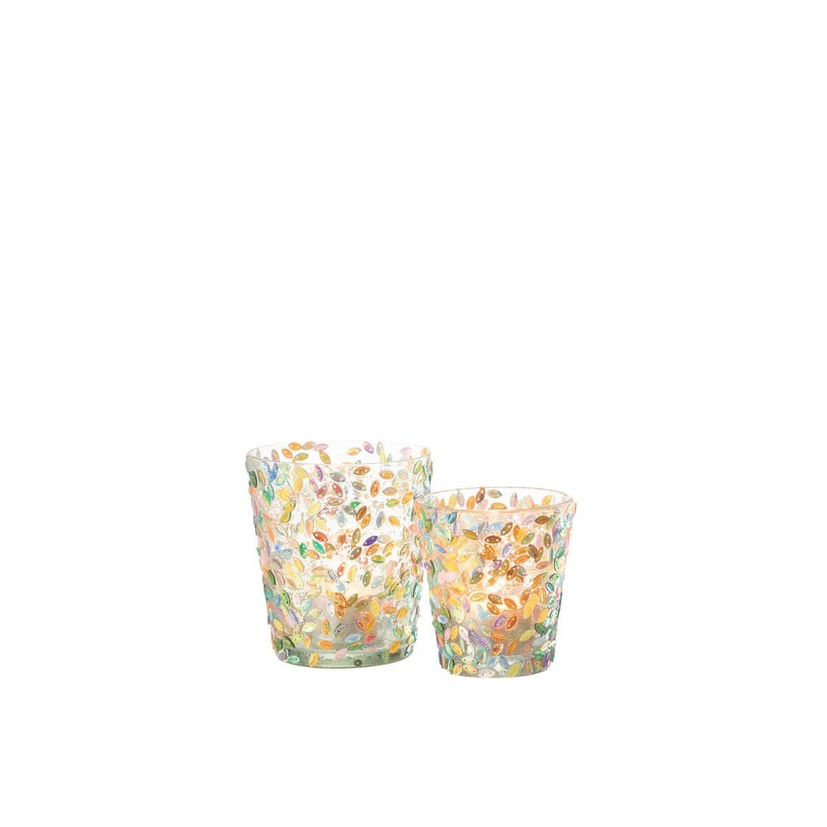 J-Line J-Line windlicht Blad Mozaiek - glas - pastel - large