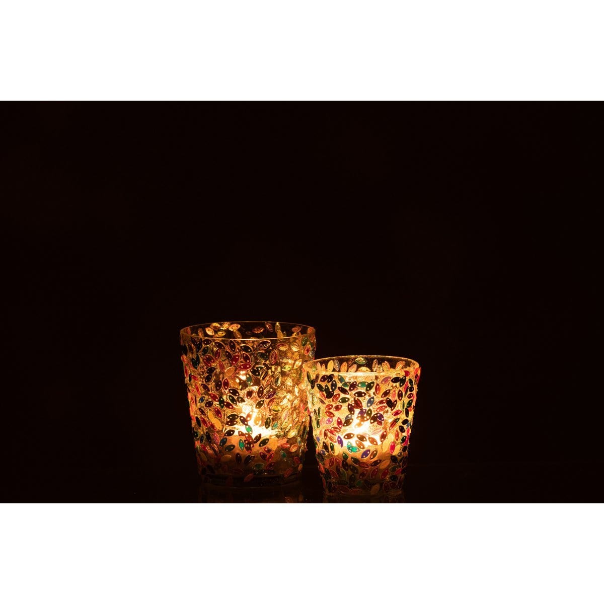 J-Line J-Line windlicht Blad Mozaiek - glas - pastel - large