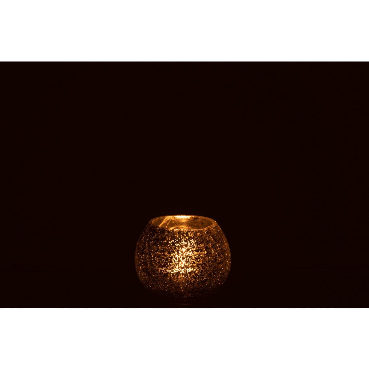 J-Line J-Line windlicht Bol Craquele - glas - zilver - small