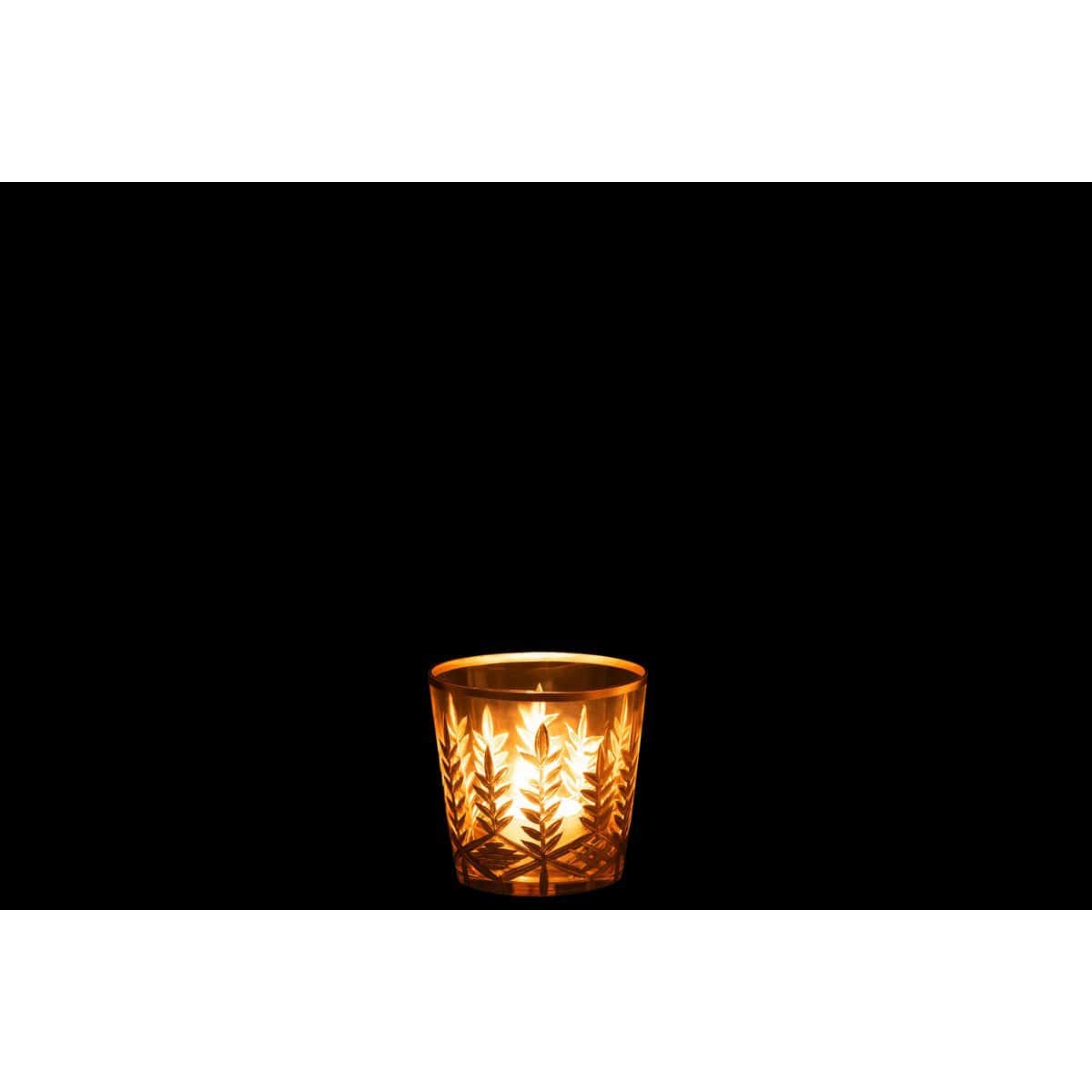 J-Line J-Line windlicht Chloe - glas - transparant/goud - small - 2 stuks