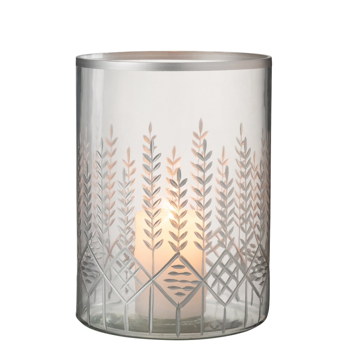 J-Line J-Line windlicht Chloe - glas - transparant/zilver - large