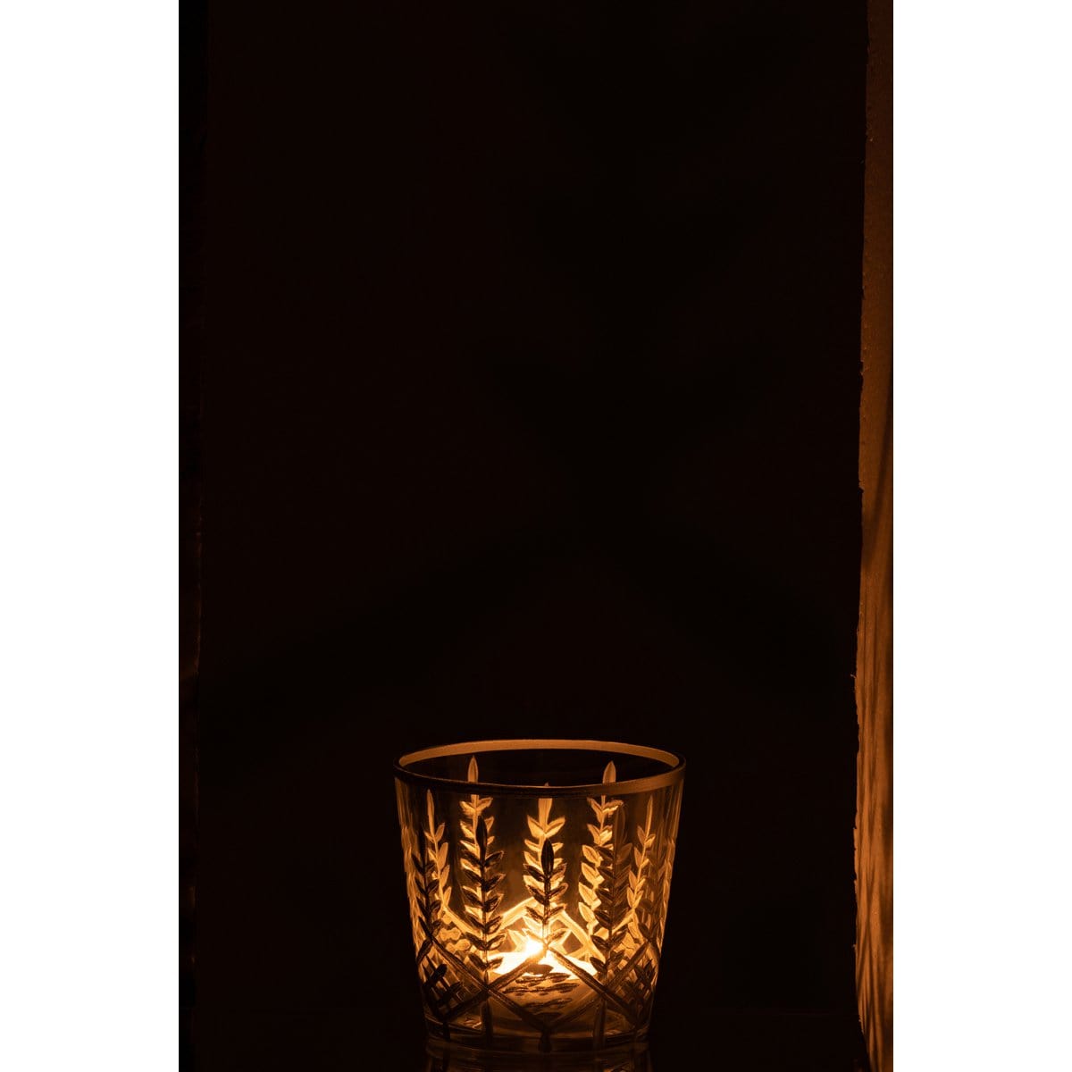J-Line J-Line windlicht Chloe - glas - transparant/zilver - small - 2 stuks