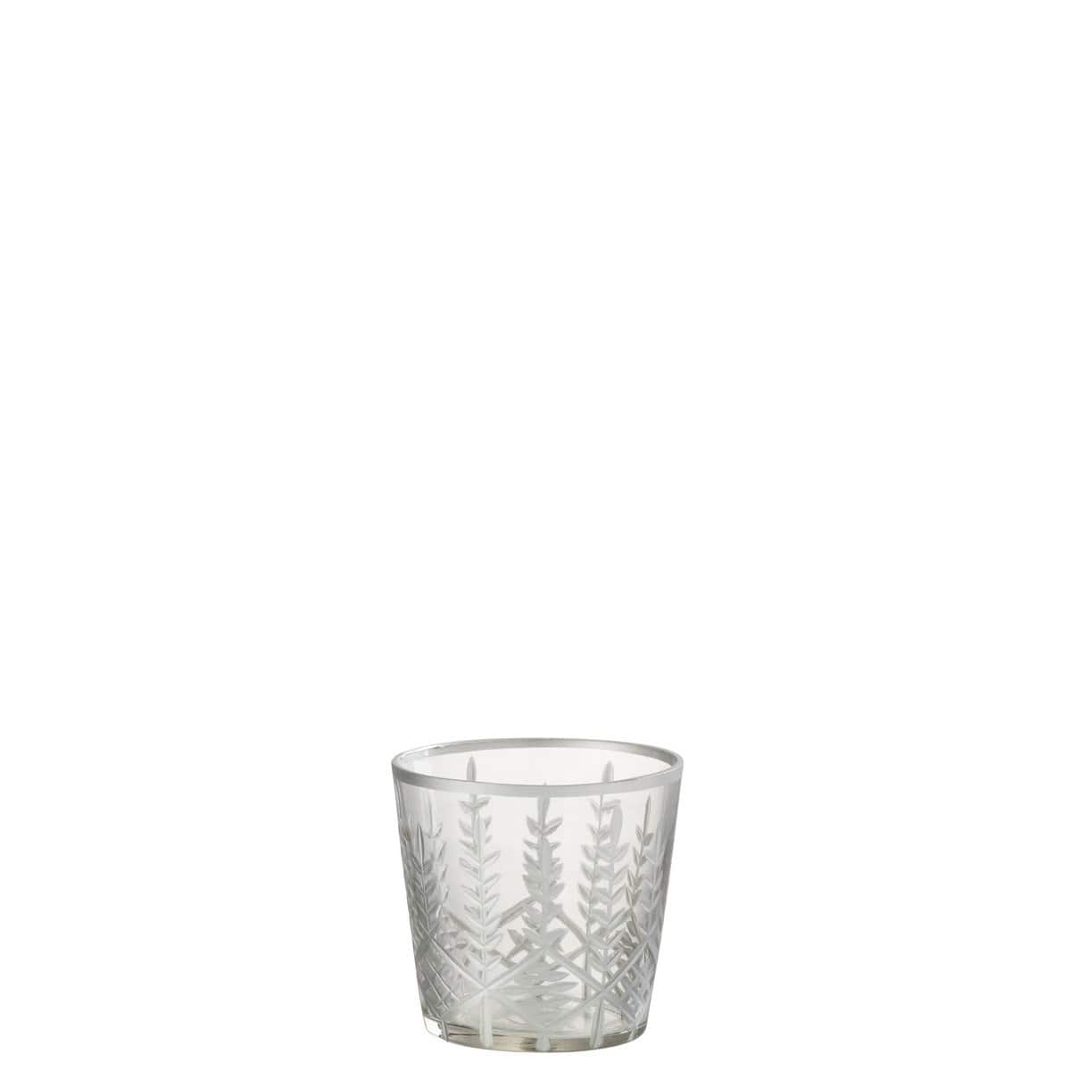 J-Line J-Line windlicht Chloe - glas - transparant/zilver - small - 2 stuks