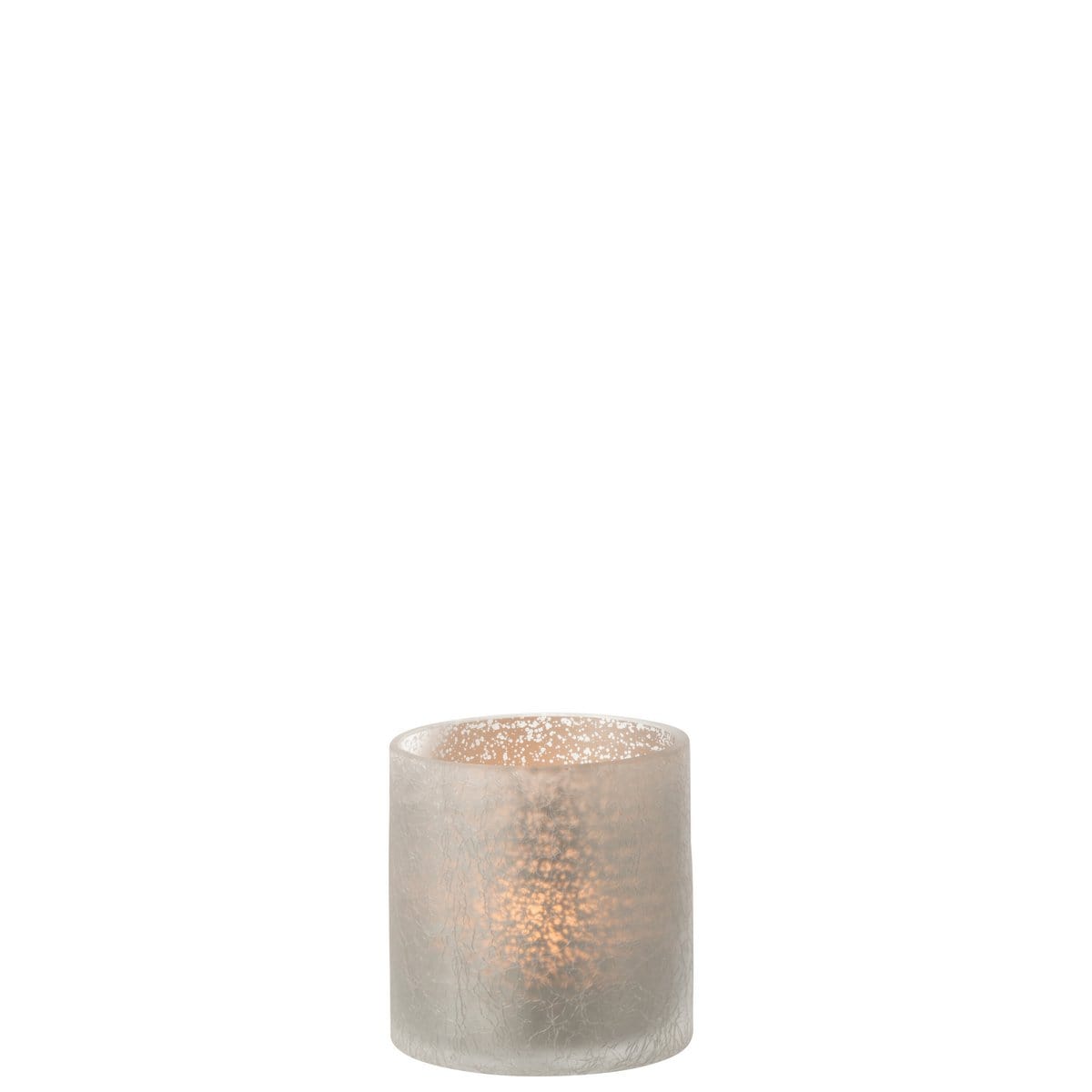 J-Line J-Line windlicht Cilinder Craquele - glas - grijs - small