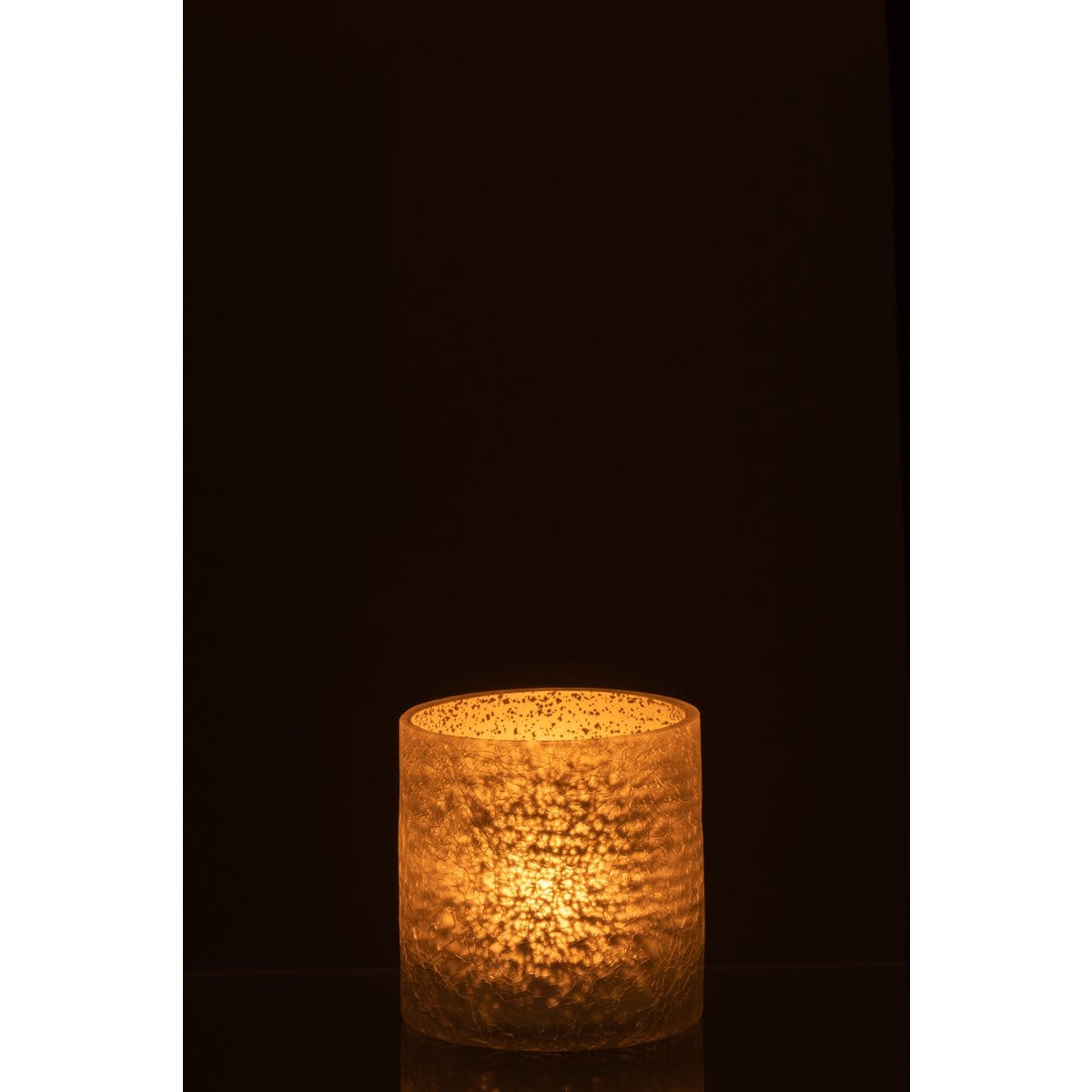 J-Line J-Line windlicht Cilinder Craquele - glas - grijs - small