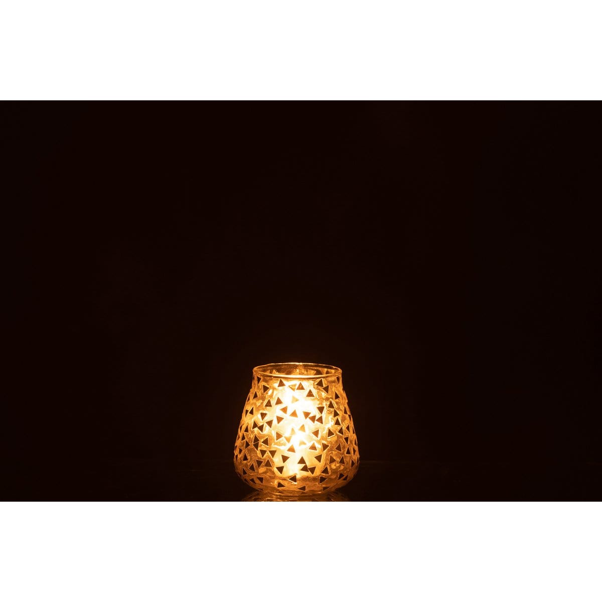 J-Line J-Line windlicht Driehoek - glas - transparant/goud - medium - 2 stuks