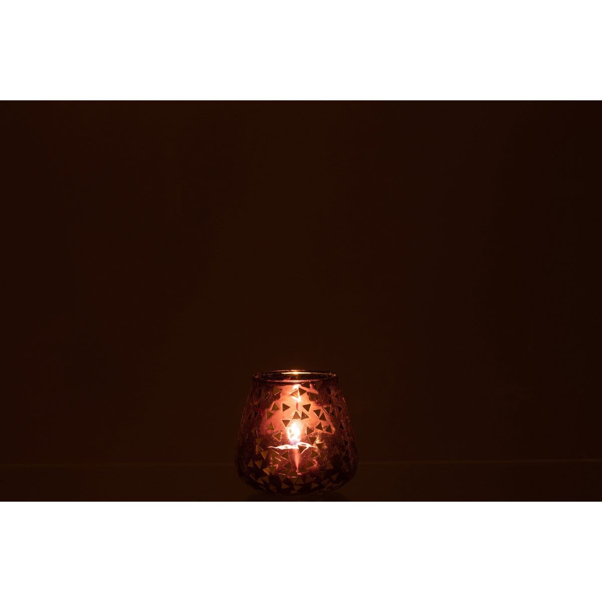 J-Line J-Line windlicht Driehoek - glas - zwart/goud - medium - 2 stuks