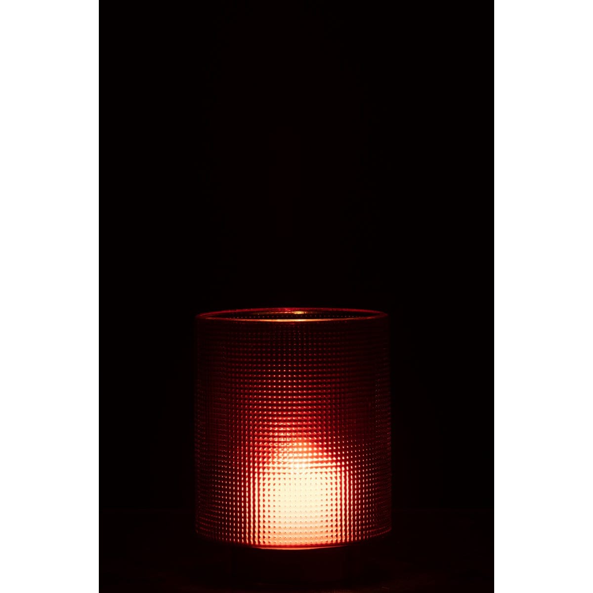 J-Line J-Line windlicht Geruit - kaarshouder - glas - rood/goud - small