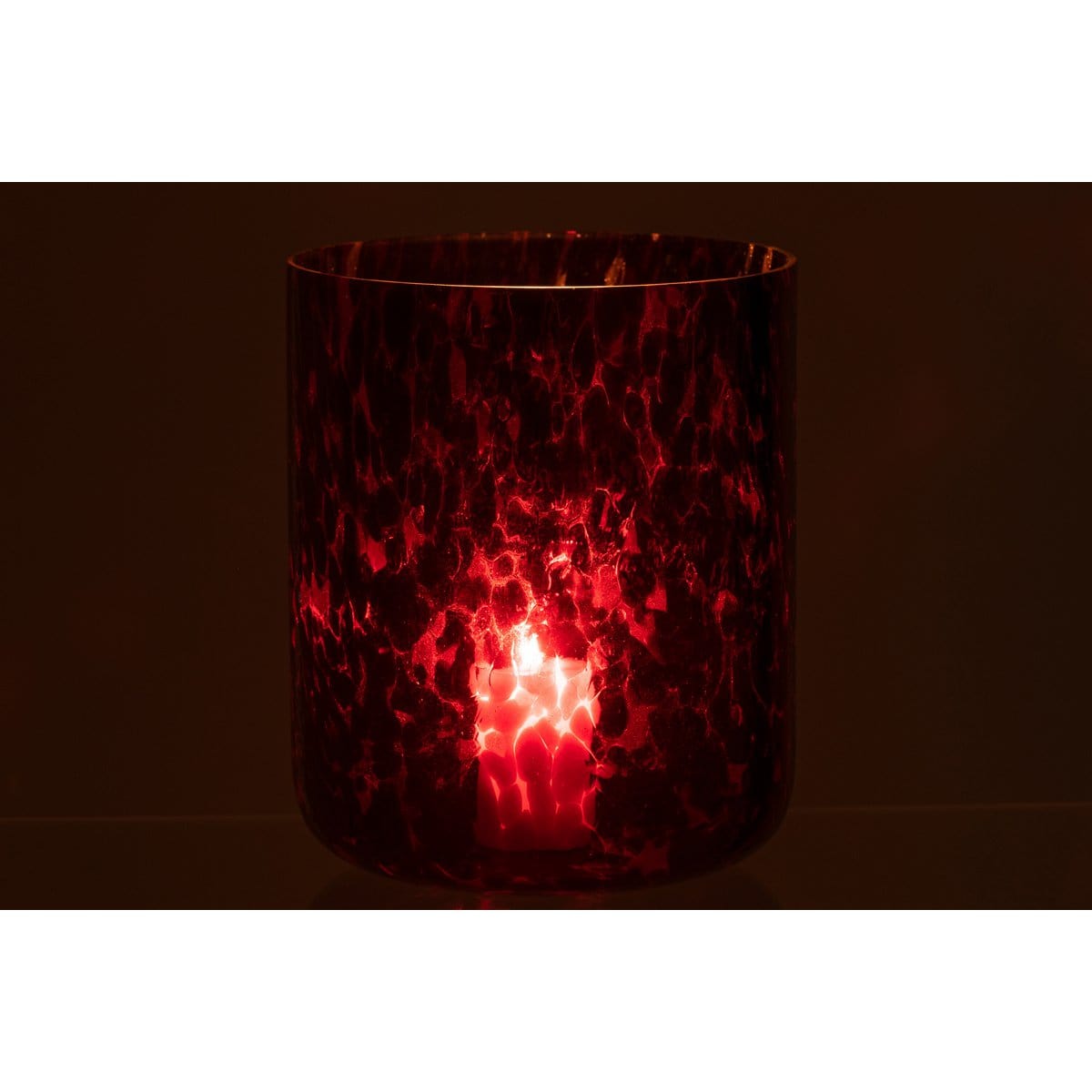 J-Line J-Line windlicht Gevlekt - glas - rood/zwart - extra large