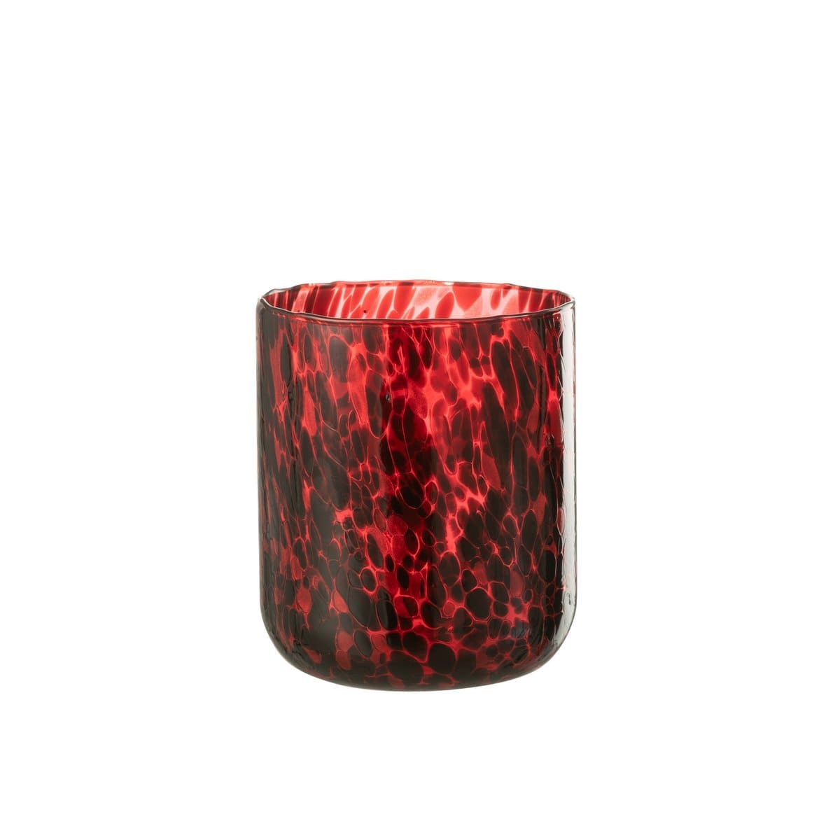 J-Line J-Line windlicht Gevlekt - glas - rood/zwart - large