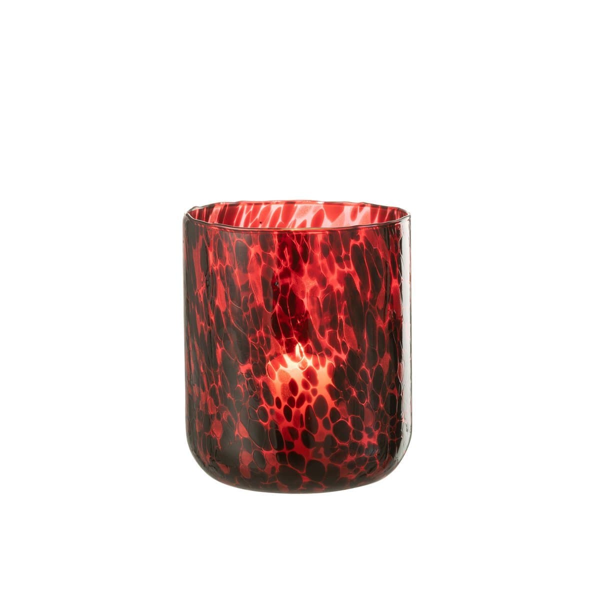 J-Line J-Line windlicht Gevlekt - glas - rood/zwart - large