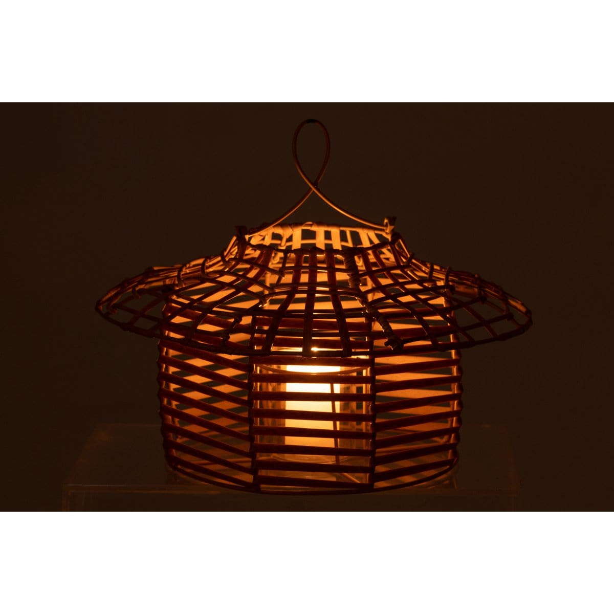 J-Line J-Line windlicht Hangend Laag - rotan - naturel