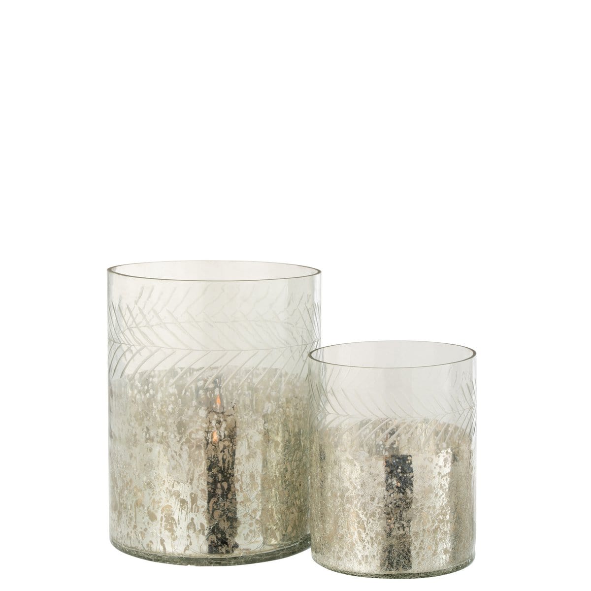J-Line J-Line windlicht Klassiek Crackle - glas - transparant/zilver - large