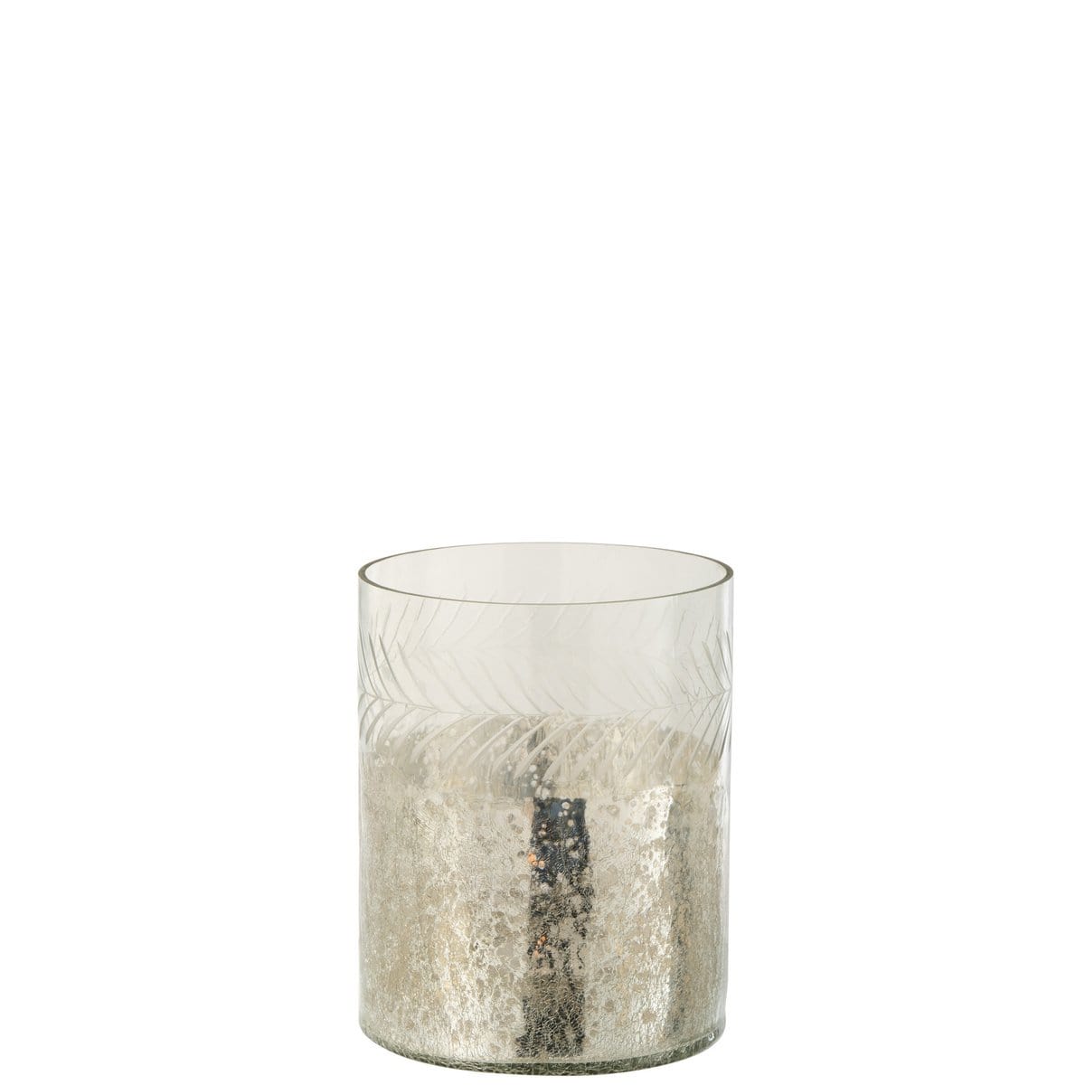 J-Line J-Line windlicht Klassiek Crackle - glas - transparant/zilver - small