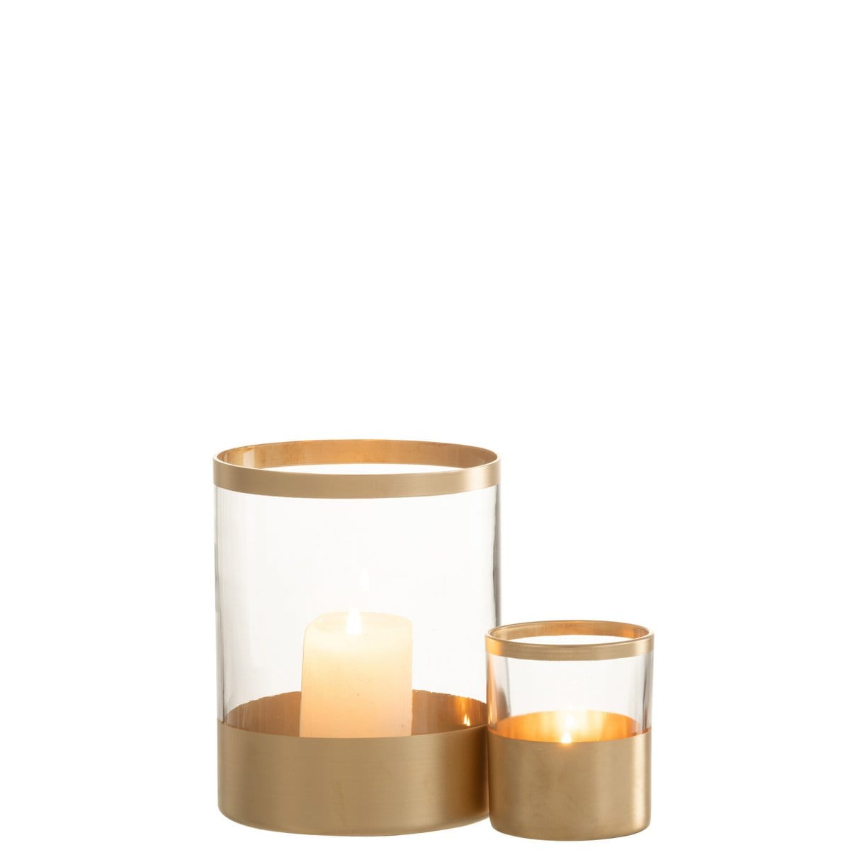 J-Line J-Line windlicht Lijnen - glas - goud/transparant - large