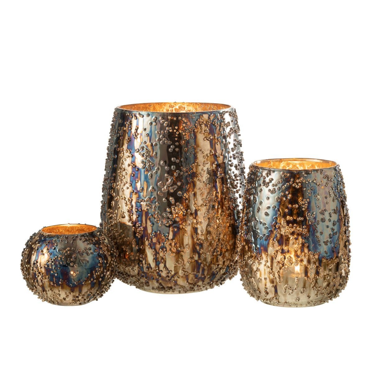 J-Line J-Line windlicht Lise - glas - bruin/goud - large
