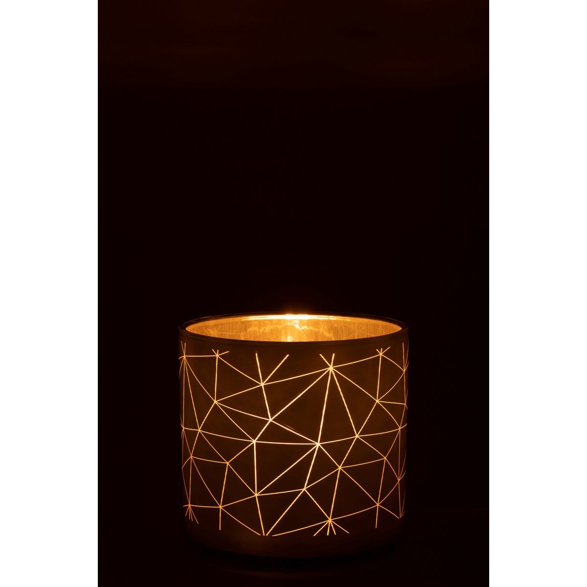 J-Line J-Line windlicht Milano - glas - wit/goud - large