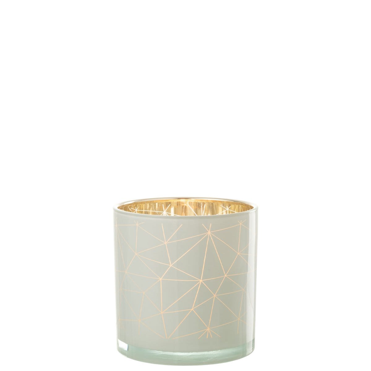 J-Line J-Line windlicht Milano - glas - wit/goud - large