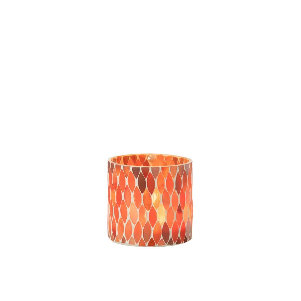 J-Line J-Line windlicht Mozaiek Blad - glas - rood/oranje - medium