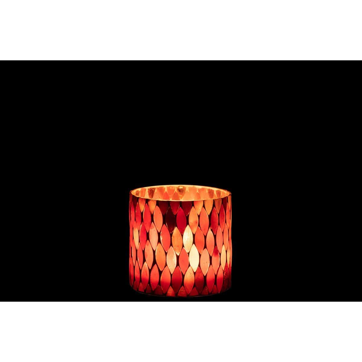 J-Line J-Line windlicht Mozaiek Blad - glas - rood/oranje - medium