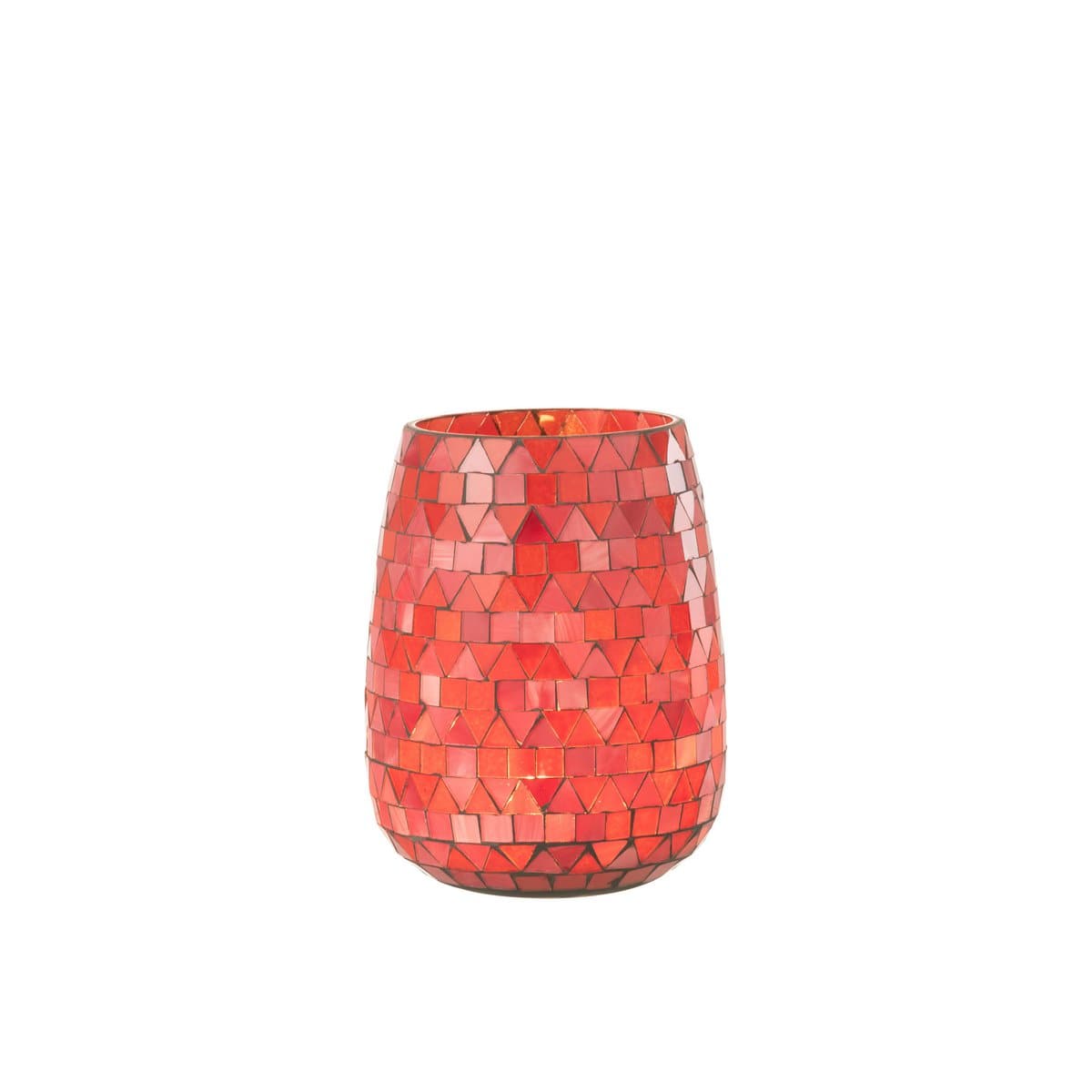 J-Line J-Line Windlicht Mozaiek Driehoek Glas Rood/Roze Medium