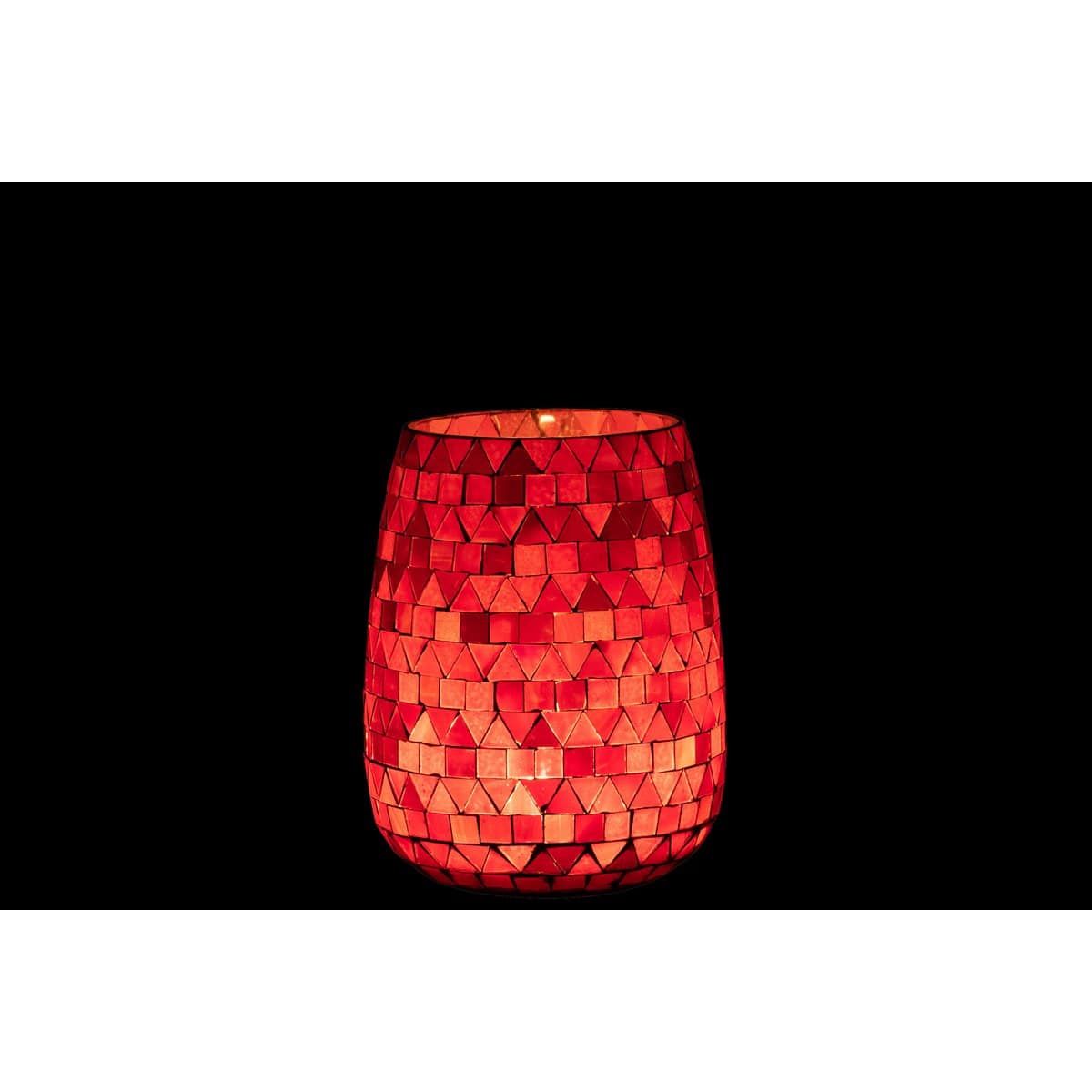 J-Line J-Line Windlicht Mozaiek Driehoek Glas Rood/Roze Medium