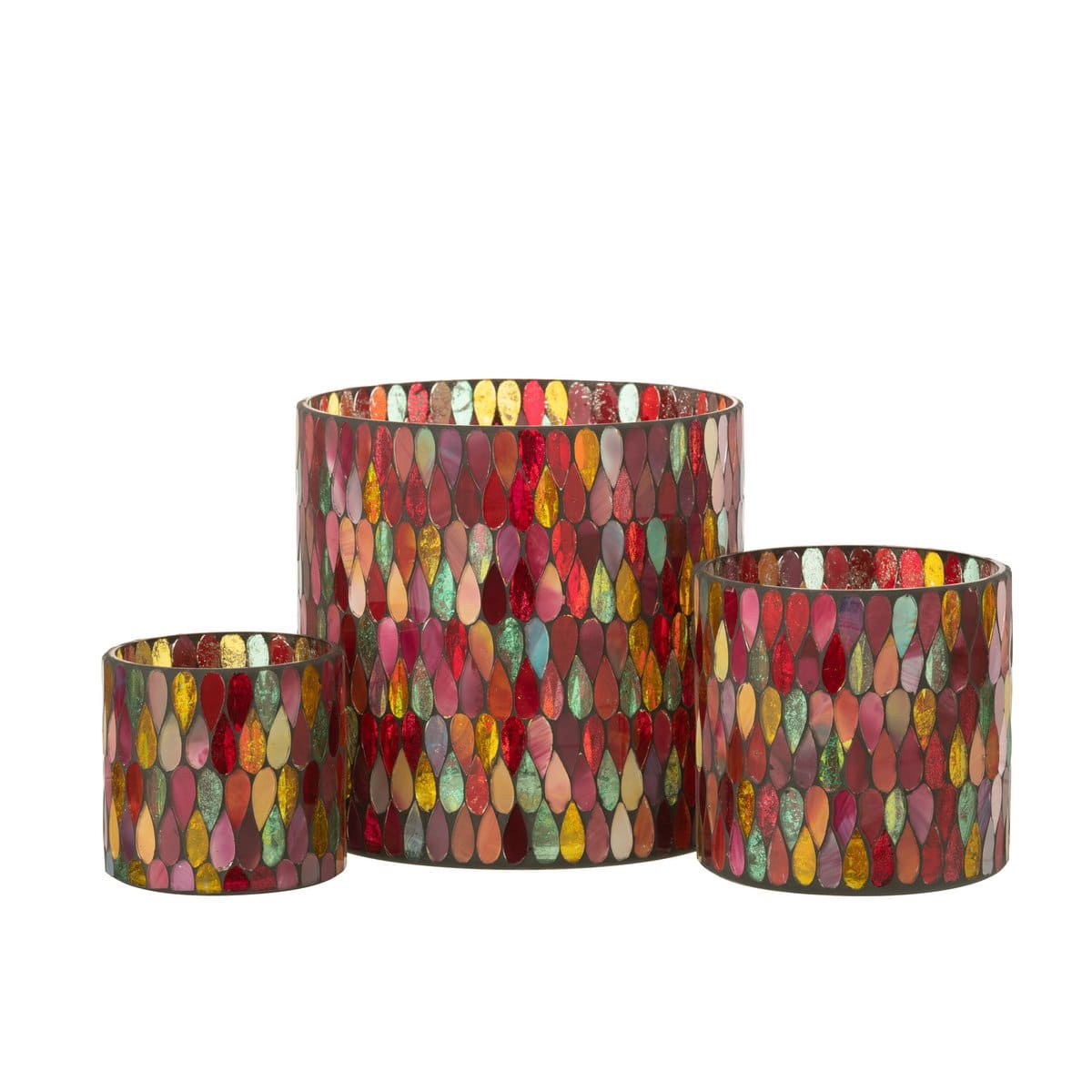 J-Line J-Line Windlicht Mozaiek Druppel Glas Mix Large