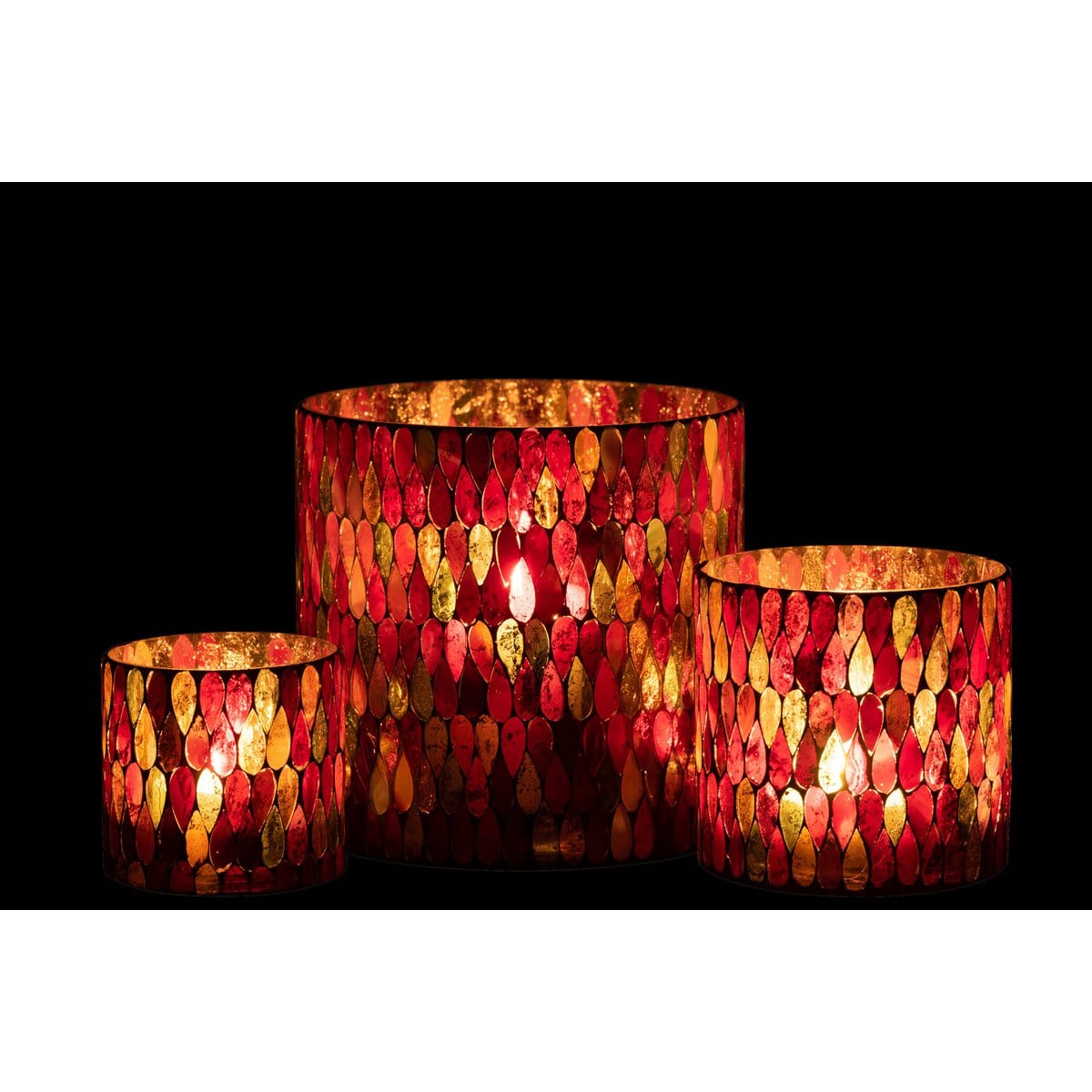J-Line J-Line Windlicht Mozaiek Druppel Glas Mix Large